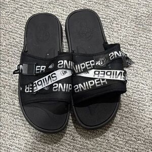 Sniper Black and White Slide Sandals